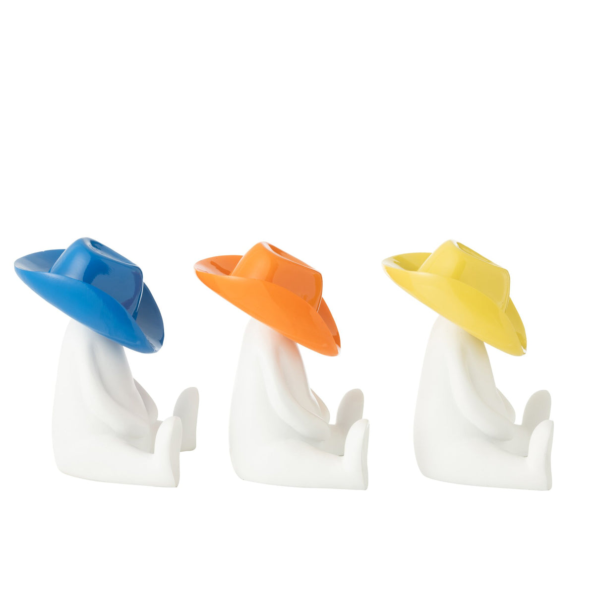 J-Line Set of 3 Resin Cowboy Hat Figurine Mix