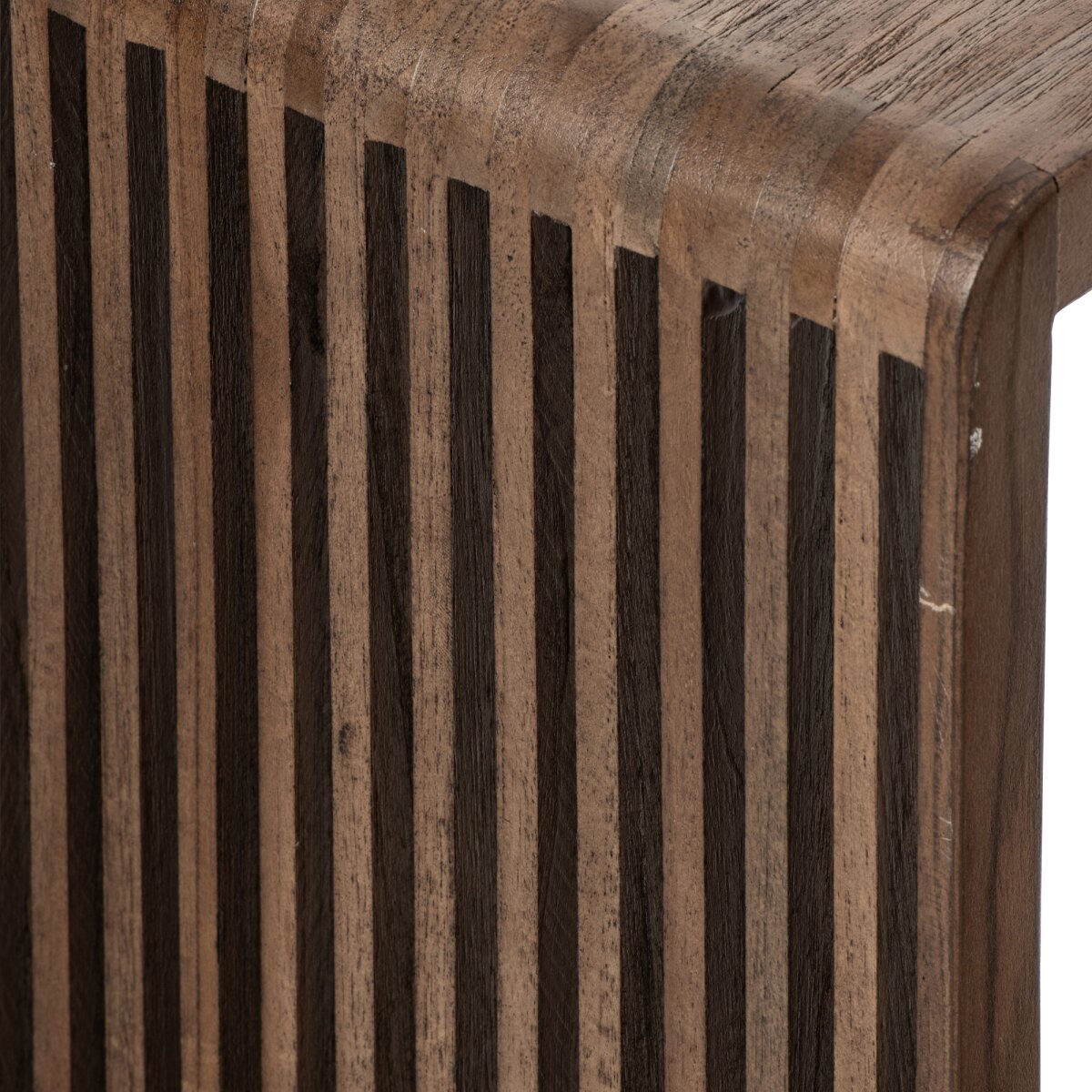 Side Table Slatted Recycled Wood Dark Brown J-Line
