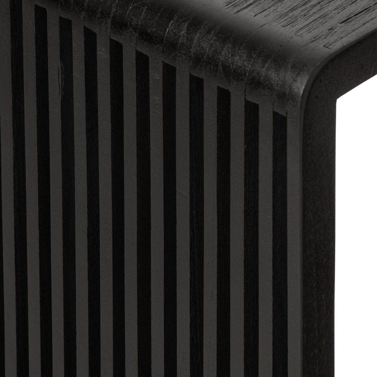 Side Table Slatted Recycled Wood Black J-Line