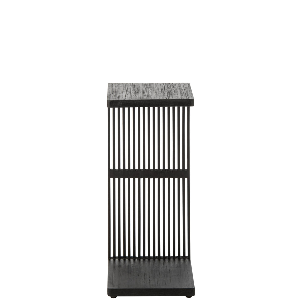 Side Table Slatted Recycled Wood Black J-Line