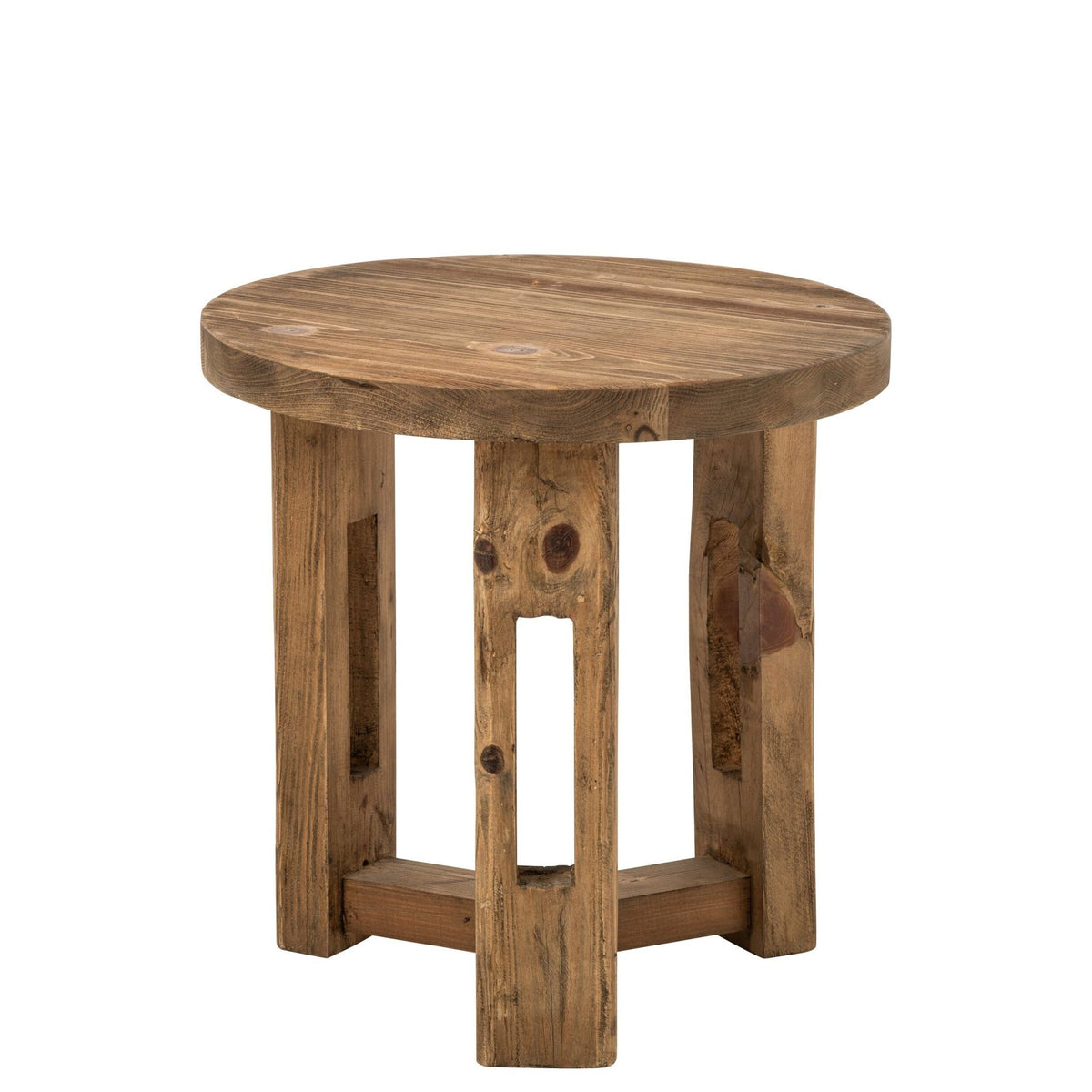 Side Table Round Recycled Wood Brown J-Line