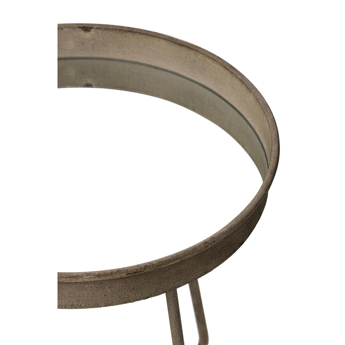 Side Tables Round Mirror Metal Rust Brown Set of 2 J-Line
