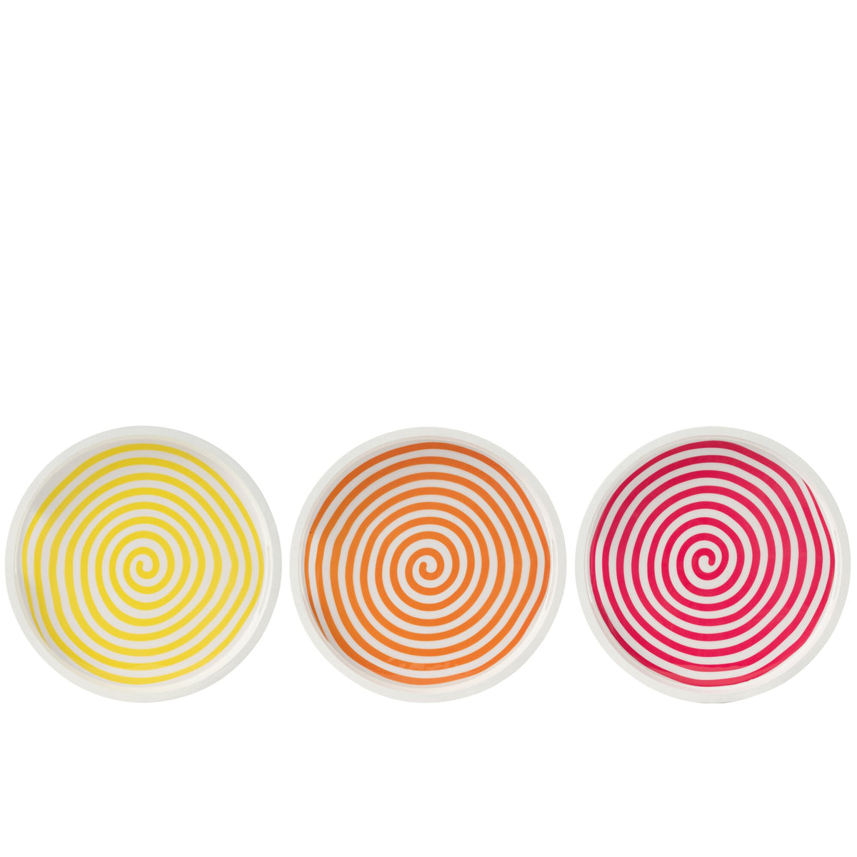 Round Mango Wood Tray Pink/Orange/Yellow Set of 3 J-Line
