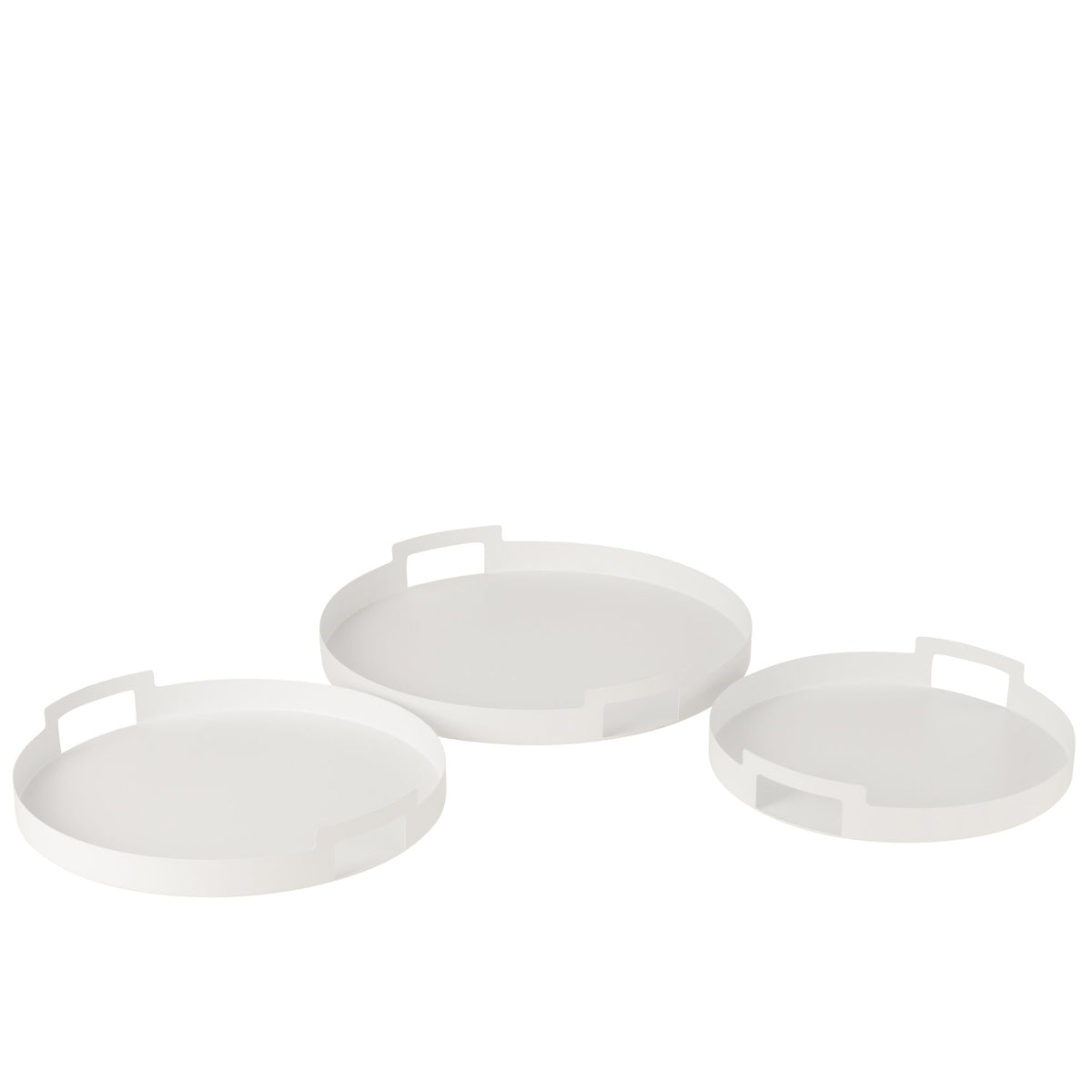 Round Metal Tray White Set of 3 J-Line
