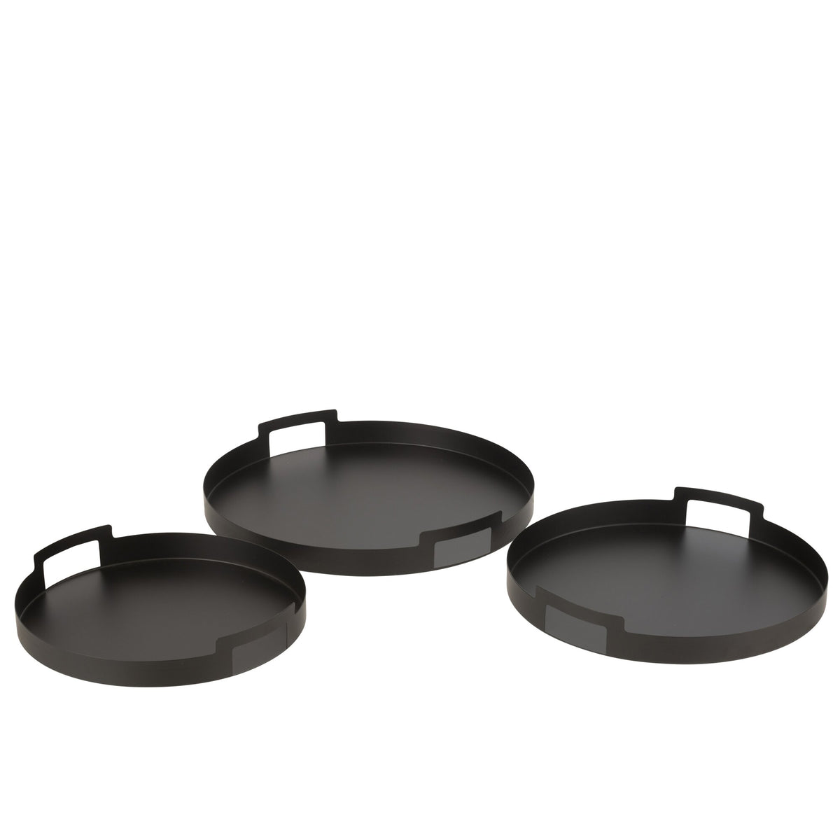 Round Black Metal Tray Set of 3 J-Line
