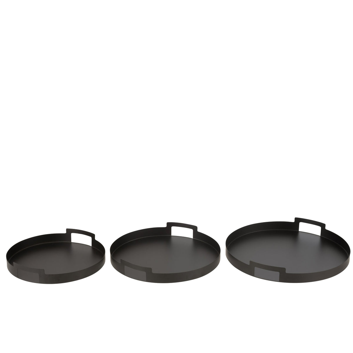 Round Black Metal Tray Set of 3 J-Line