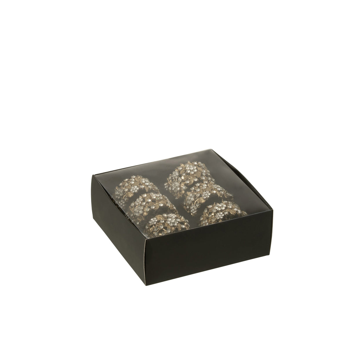 Box of 6 Wide Gold Metal Napkin Rings J-Line