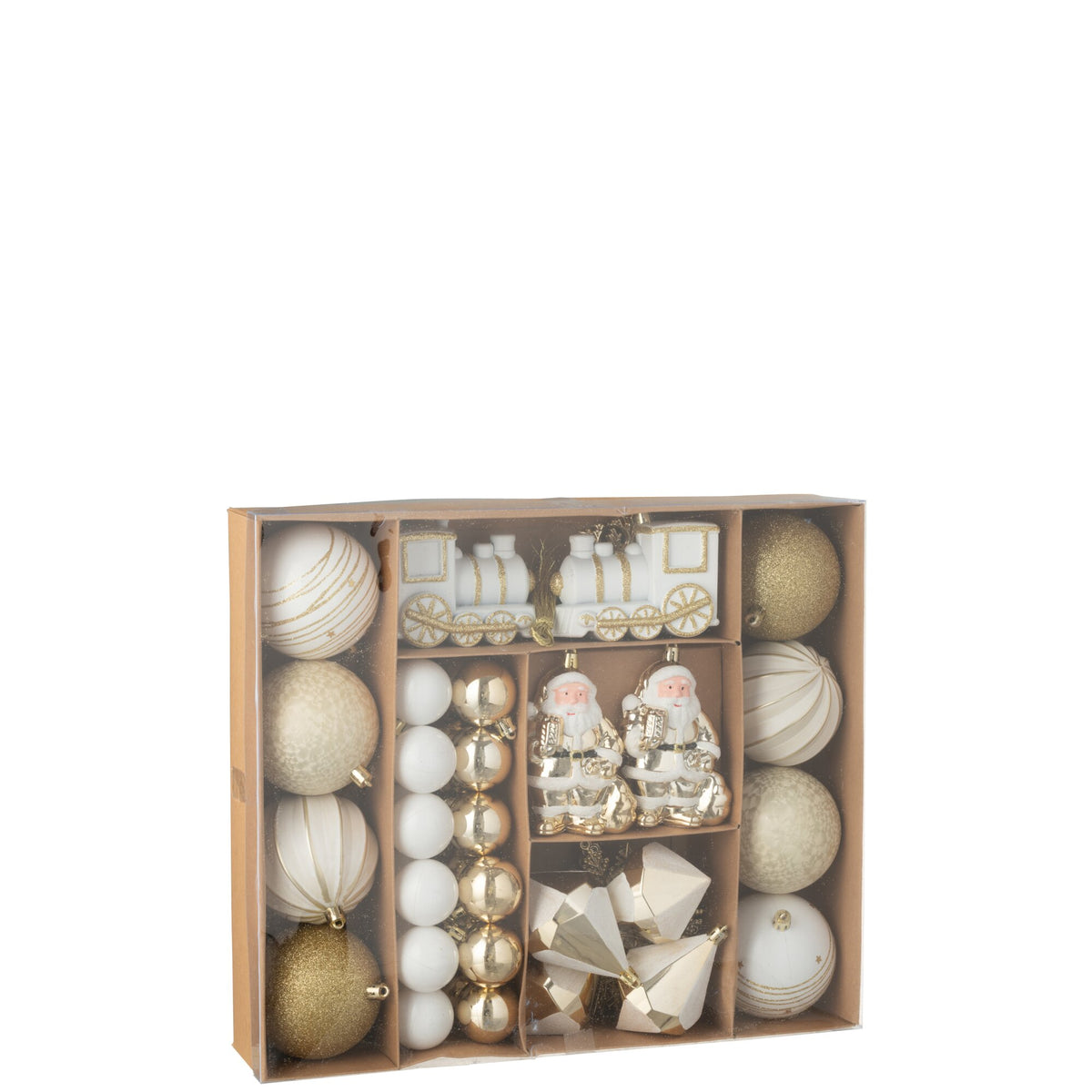 Box Of 55 Plastic Christmas Baubles Gold-Colored/White J-Line