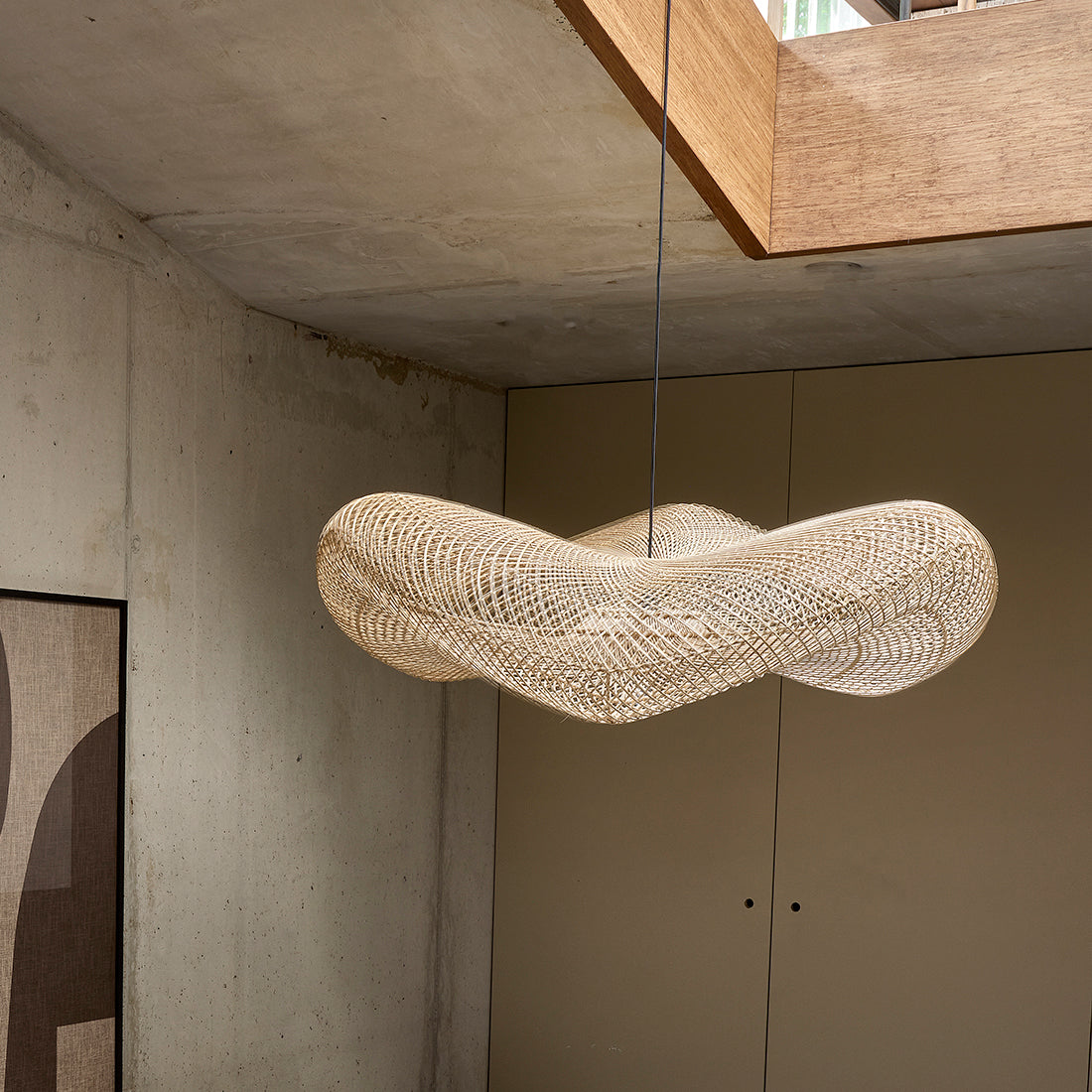 Hanglamp Wave Natural XXL Raw Materials 115x115x35cm - Hanglamp - Raw Materials - livinglovely.nl