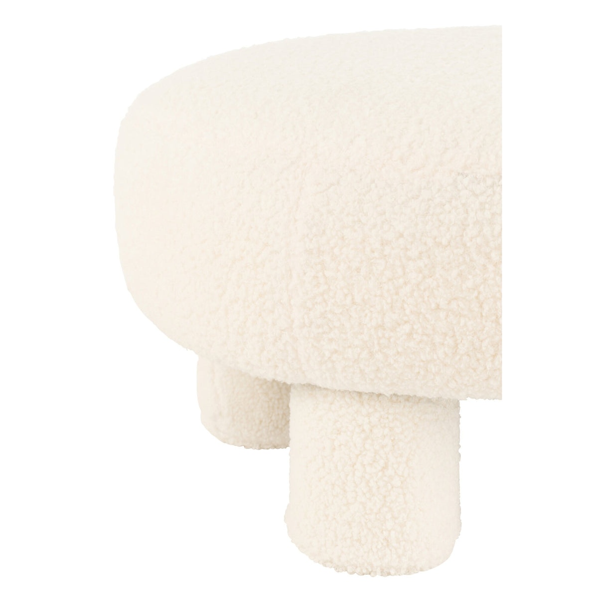 J-Line stool round teddy bouclé white with legs J-Line