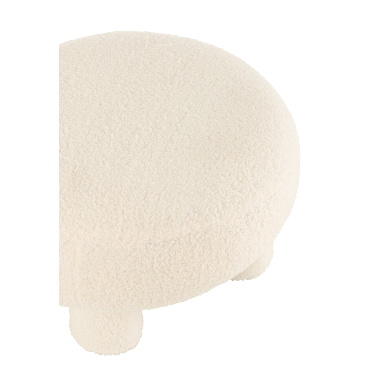 J-Line stool round teddy bouclé white with legs J-Line