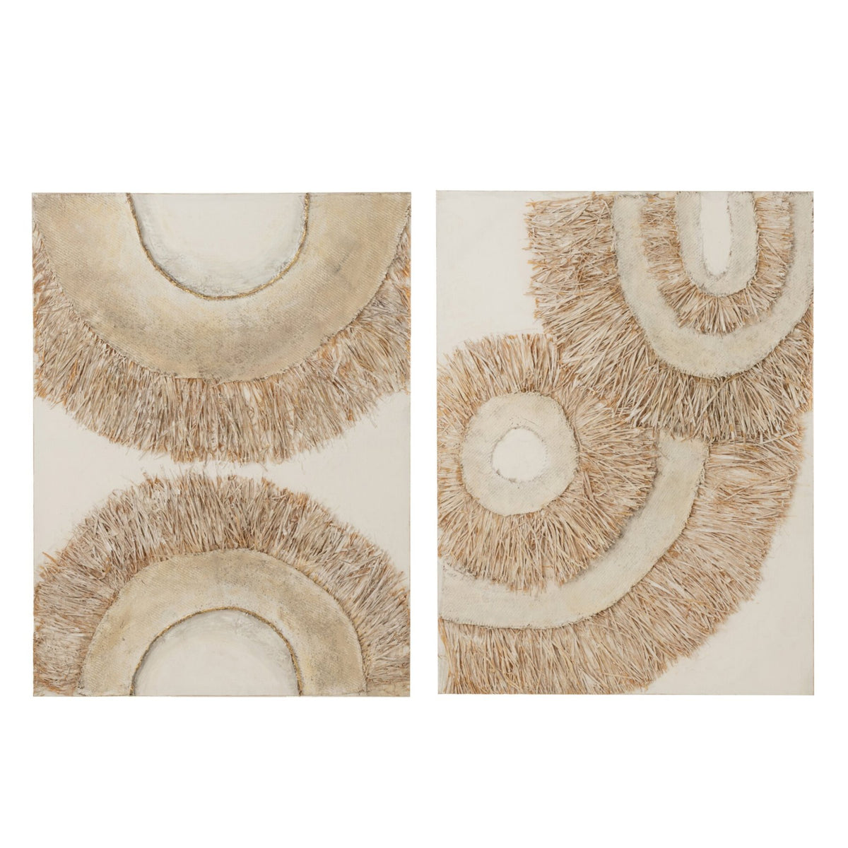 Wall decoration Ibiza canvas paint cream white set of 2 J-Line