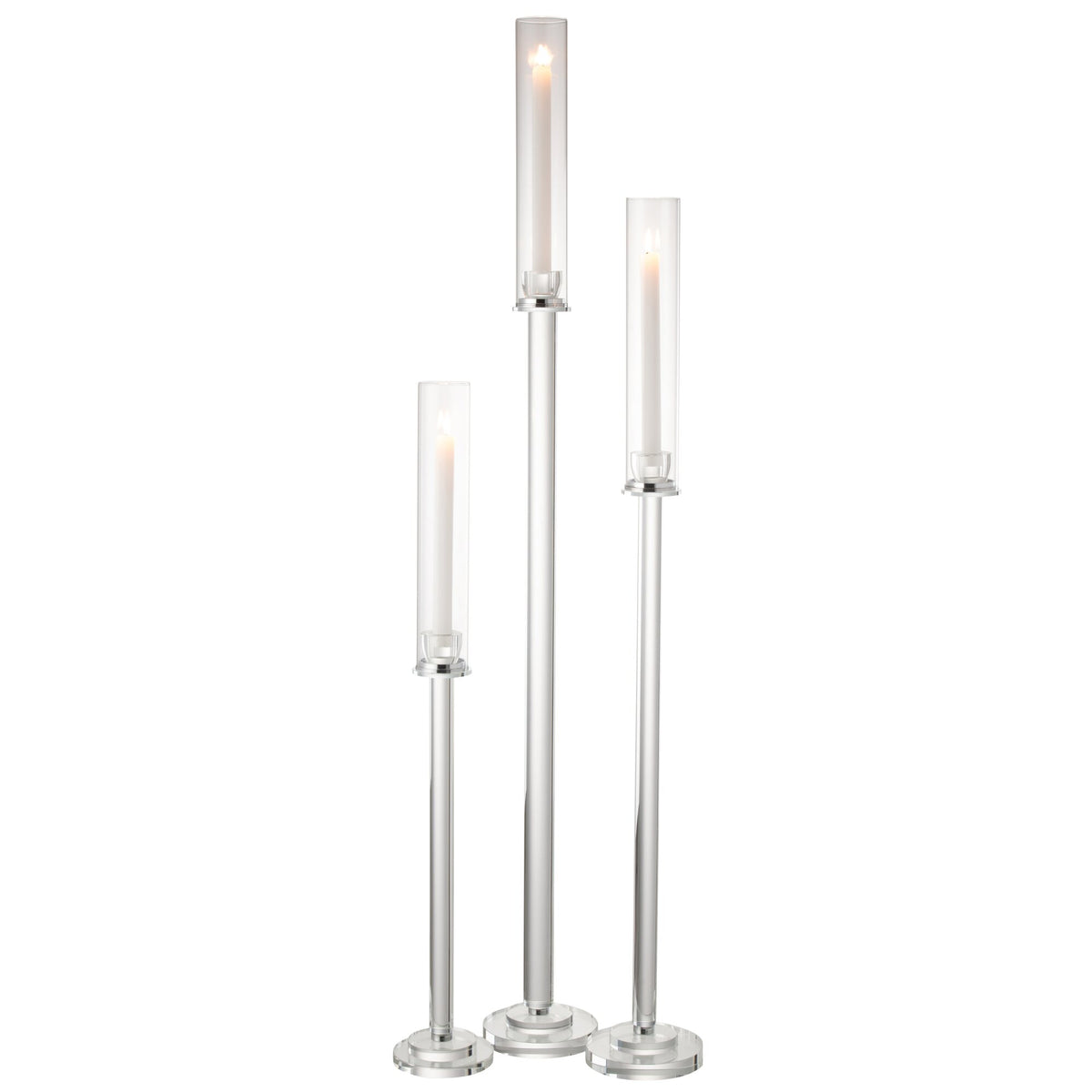 Candle Holder Moira Glass Transparent Large Dia14xH120cm J-Line