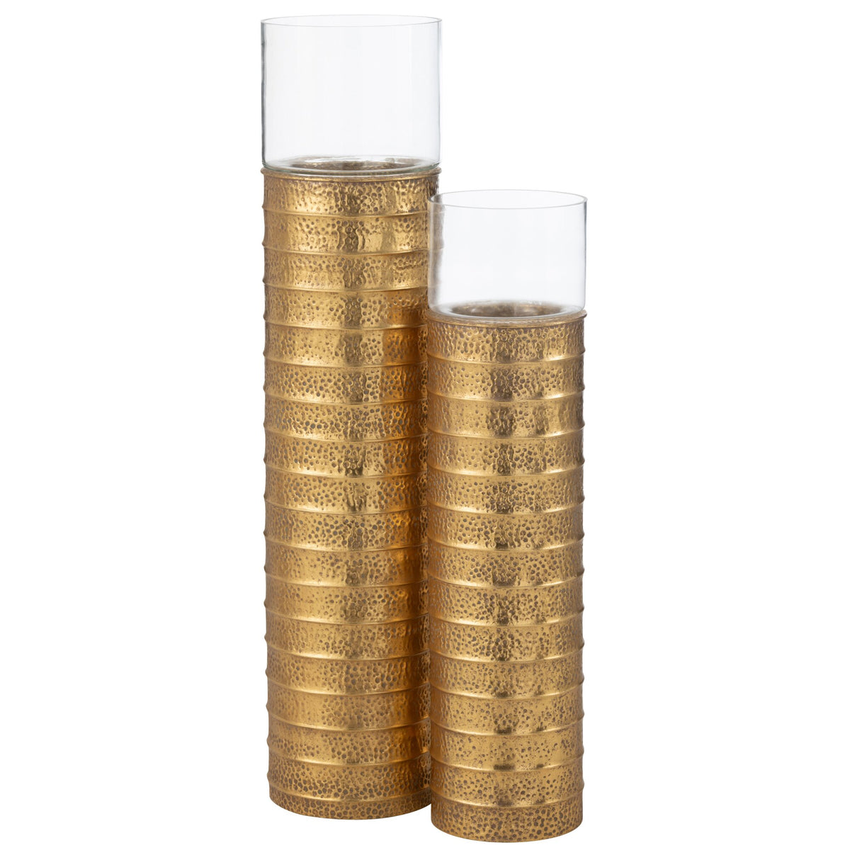 Candle Holder Column Metal/Glass Gold Large J-Line