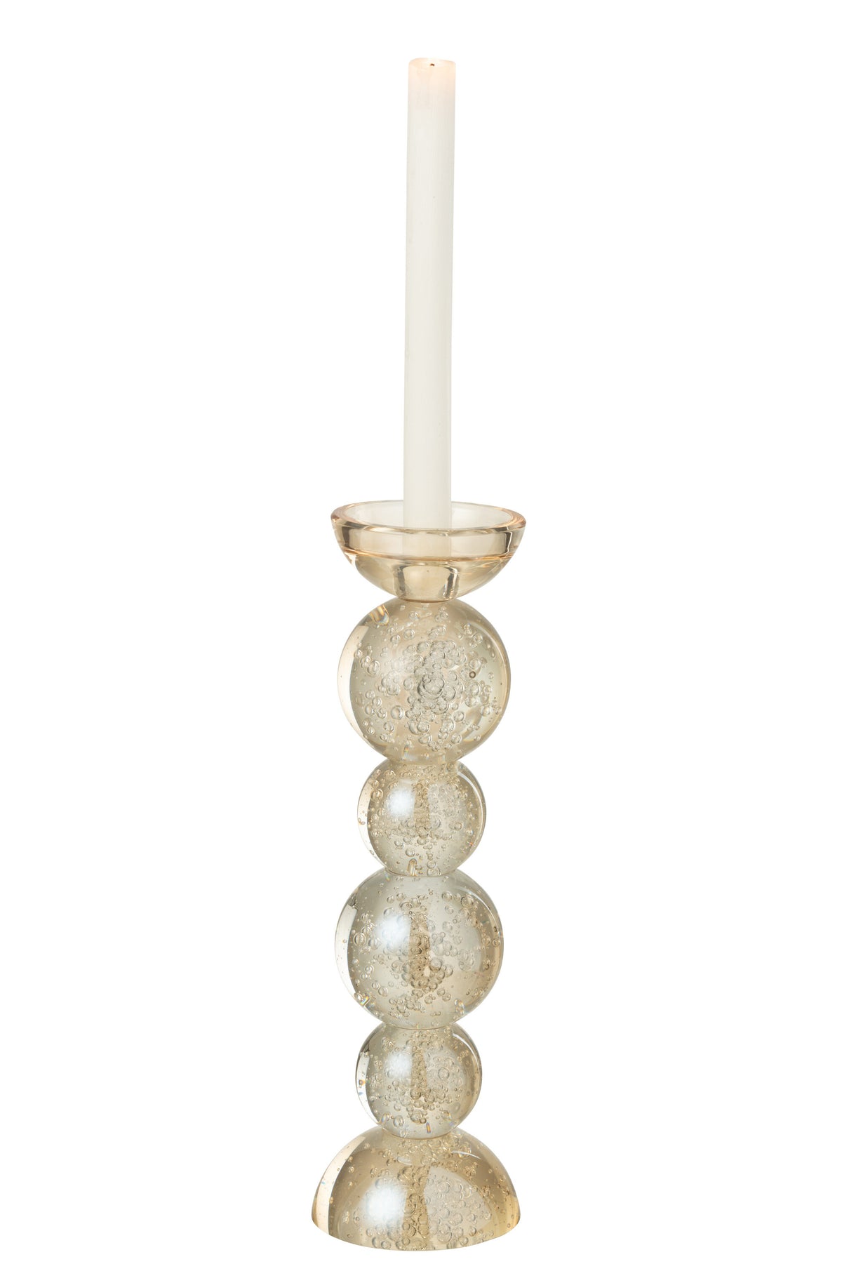 Kandelaar Glas Champagnekleurig Large Dia9,5xh34cm J-Line - Kaarshouder - J-Line - livinglovely.nl