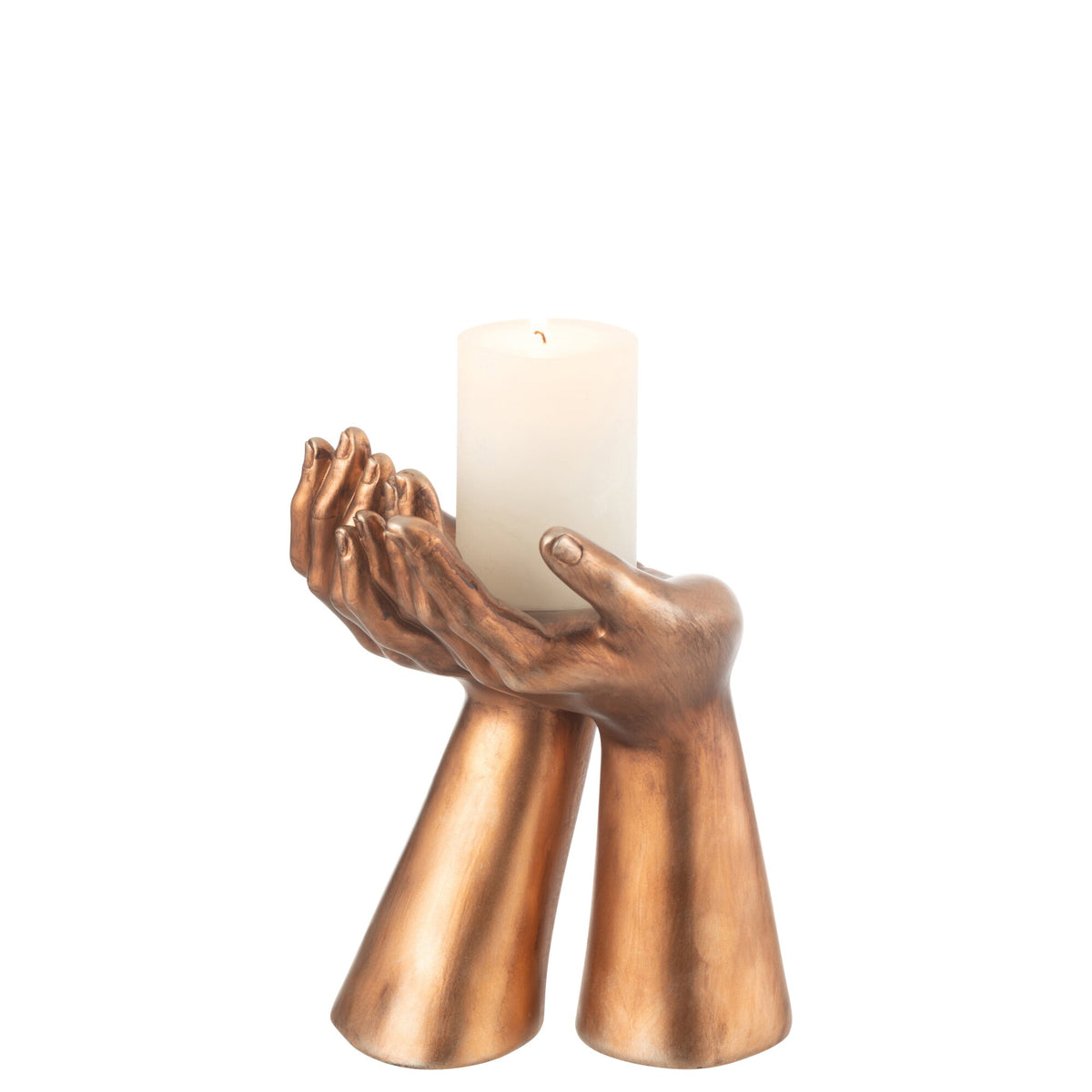 Candle Holder Hands Resin Copper J-Line