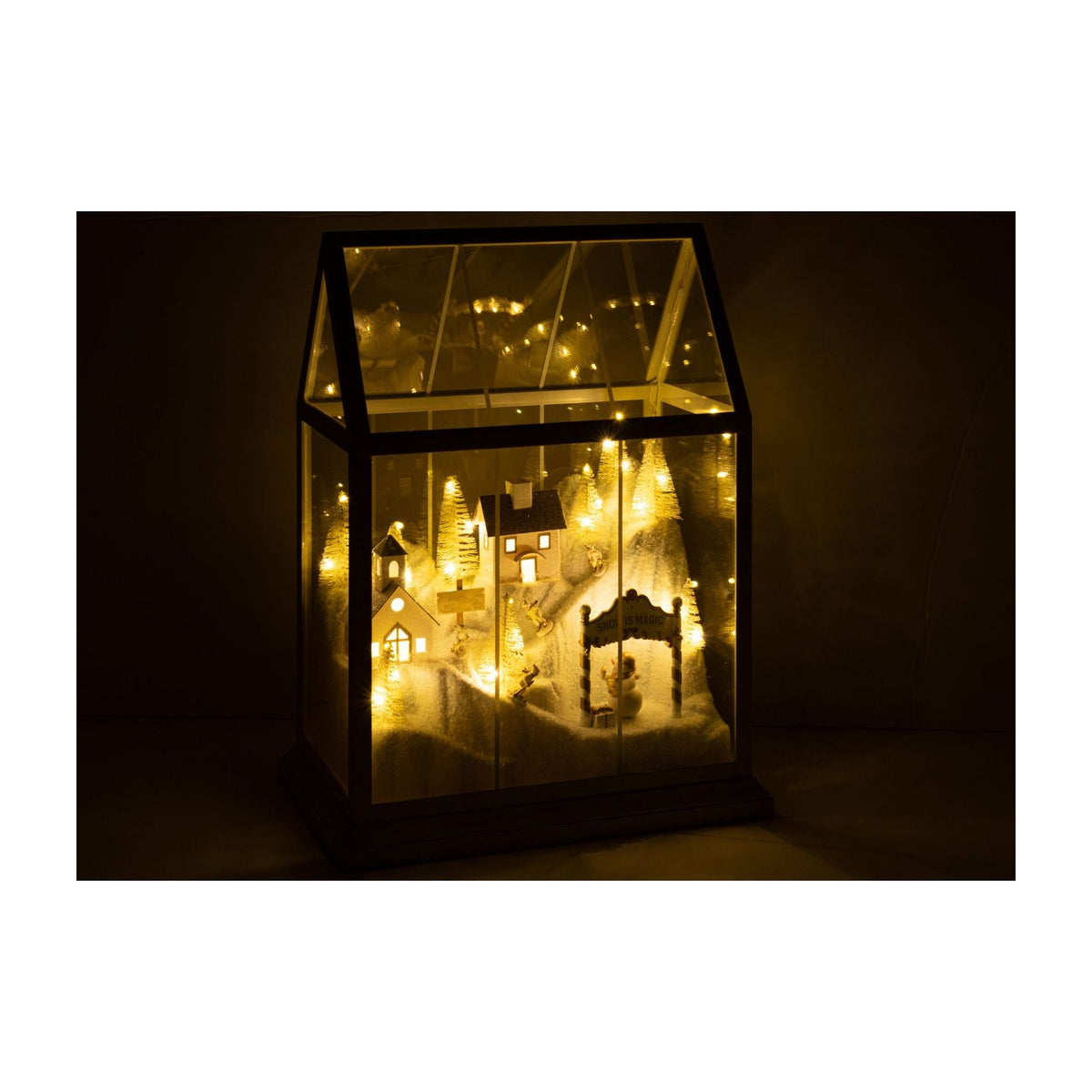 Christmas Village LED Glass White/Gold Medium J-Line