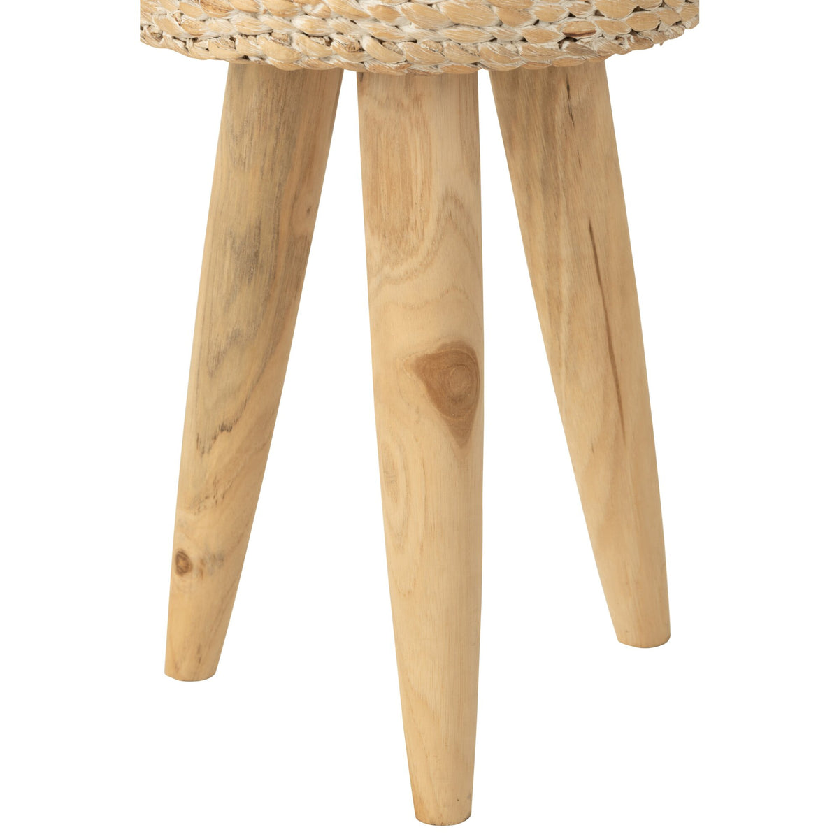 Round Stool Teak/Water Hyacinth White J-Line