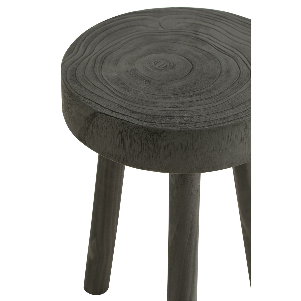 Paulownia Wood Stools Black Set of 2 J-Line