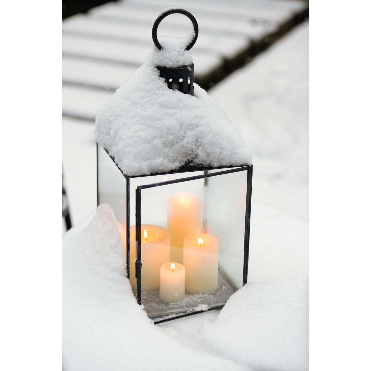 Hagrid Lantern Glass/Iron Black L36cm x W36cm x H85cm J-Line