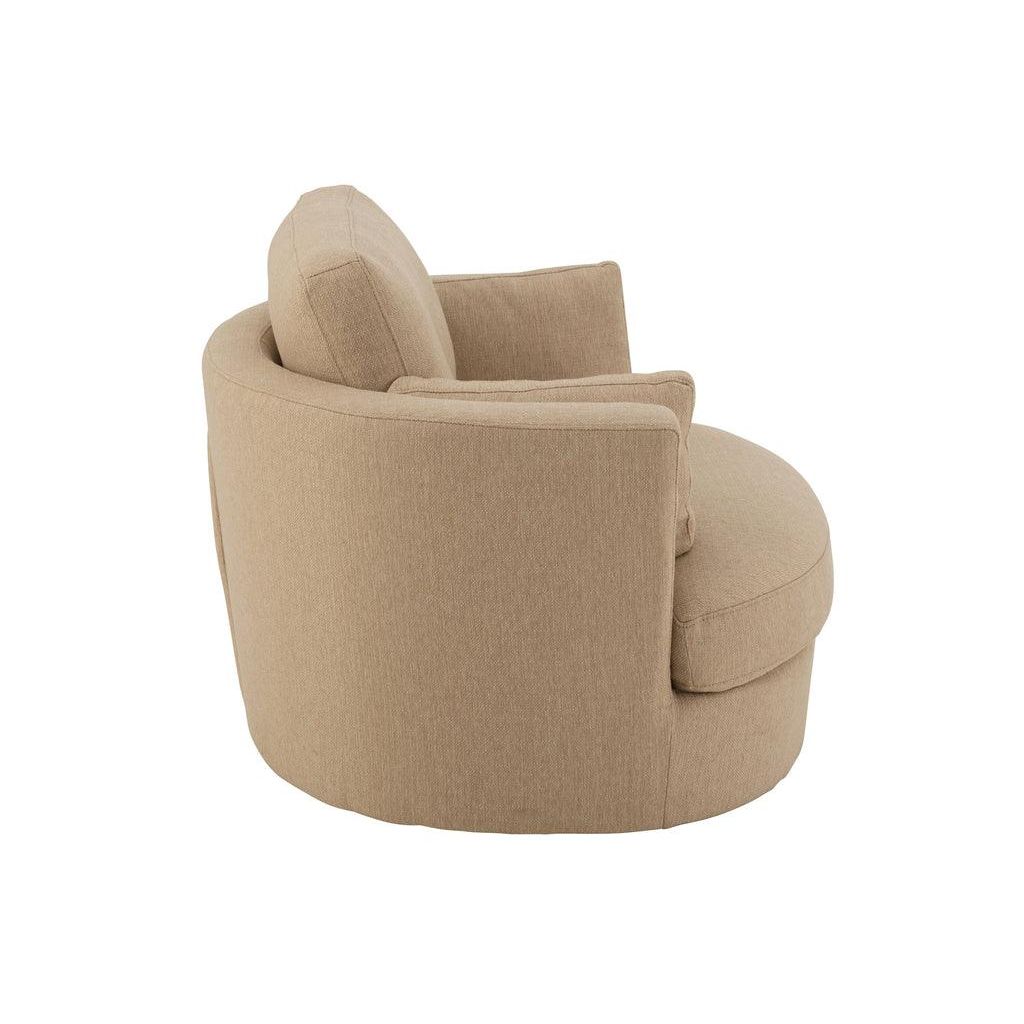 Loungestoel Swivel Hout/Textiel Beige - J-Line