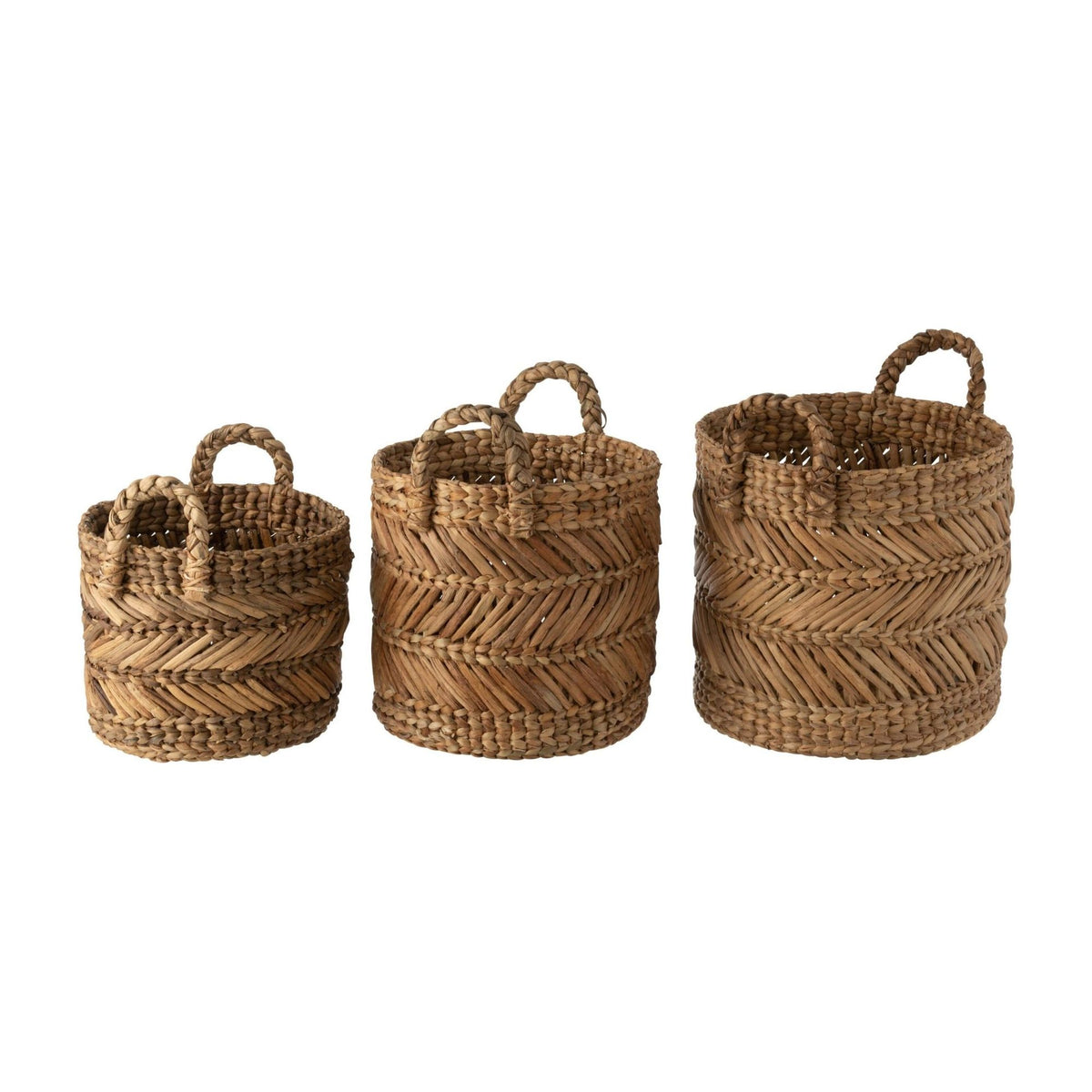 Set of 3 Natural Woven Raffia Baskets J-Line
