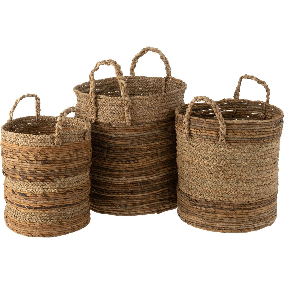 J-Line Lucie Natural Raffia Basket Set of 3