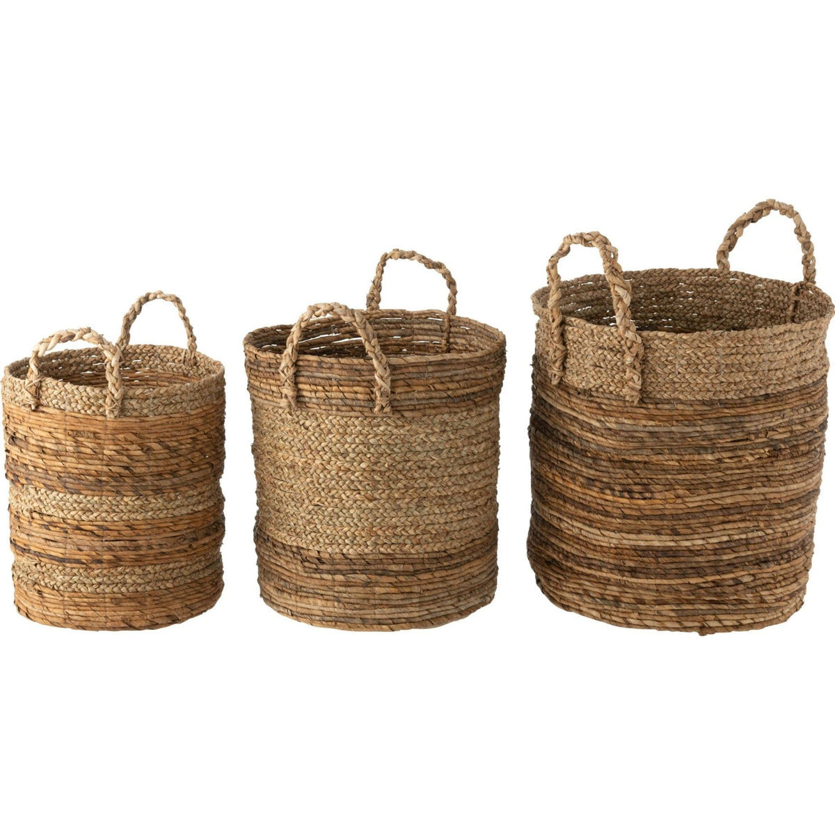 J-Line Lucie Natural Raffia Basket Set of 3