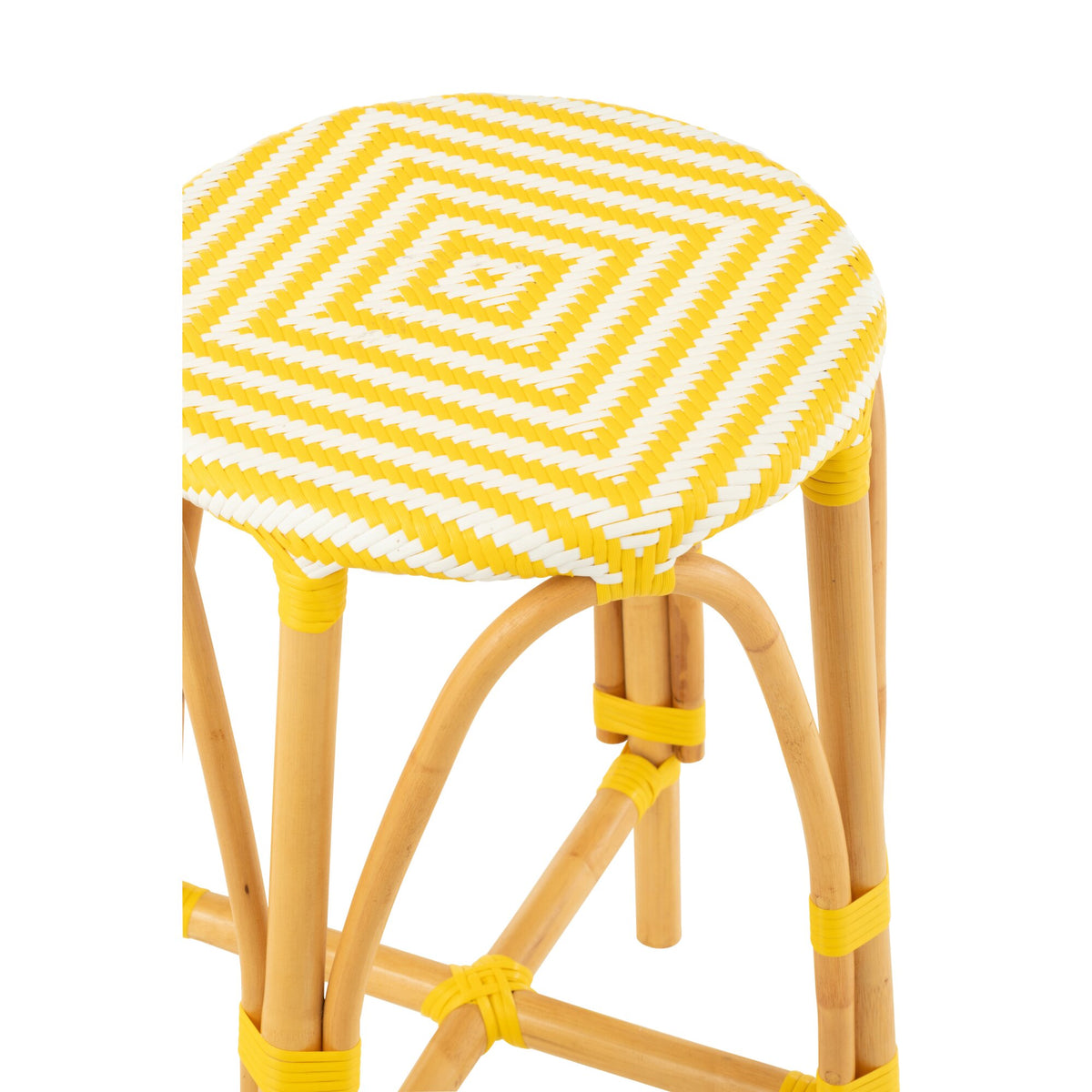Outdoor Bar Stool Live Round Rattan Yellow/White J-Line
