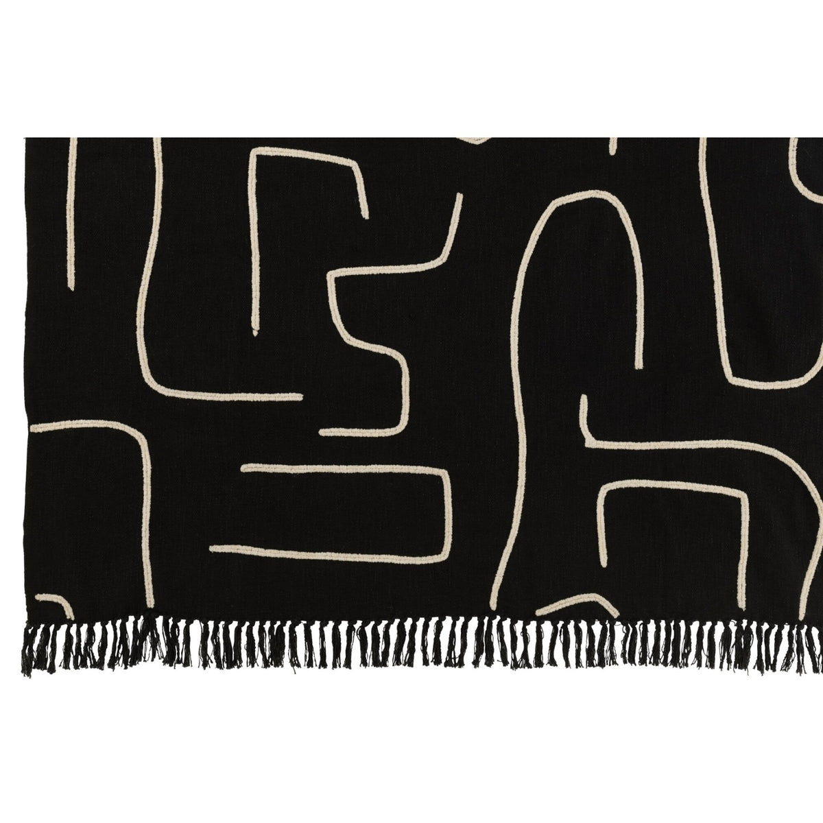 Plaid Stripes/Arcs Cotton Black/White 130x180cm