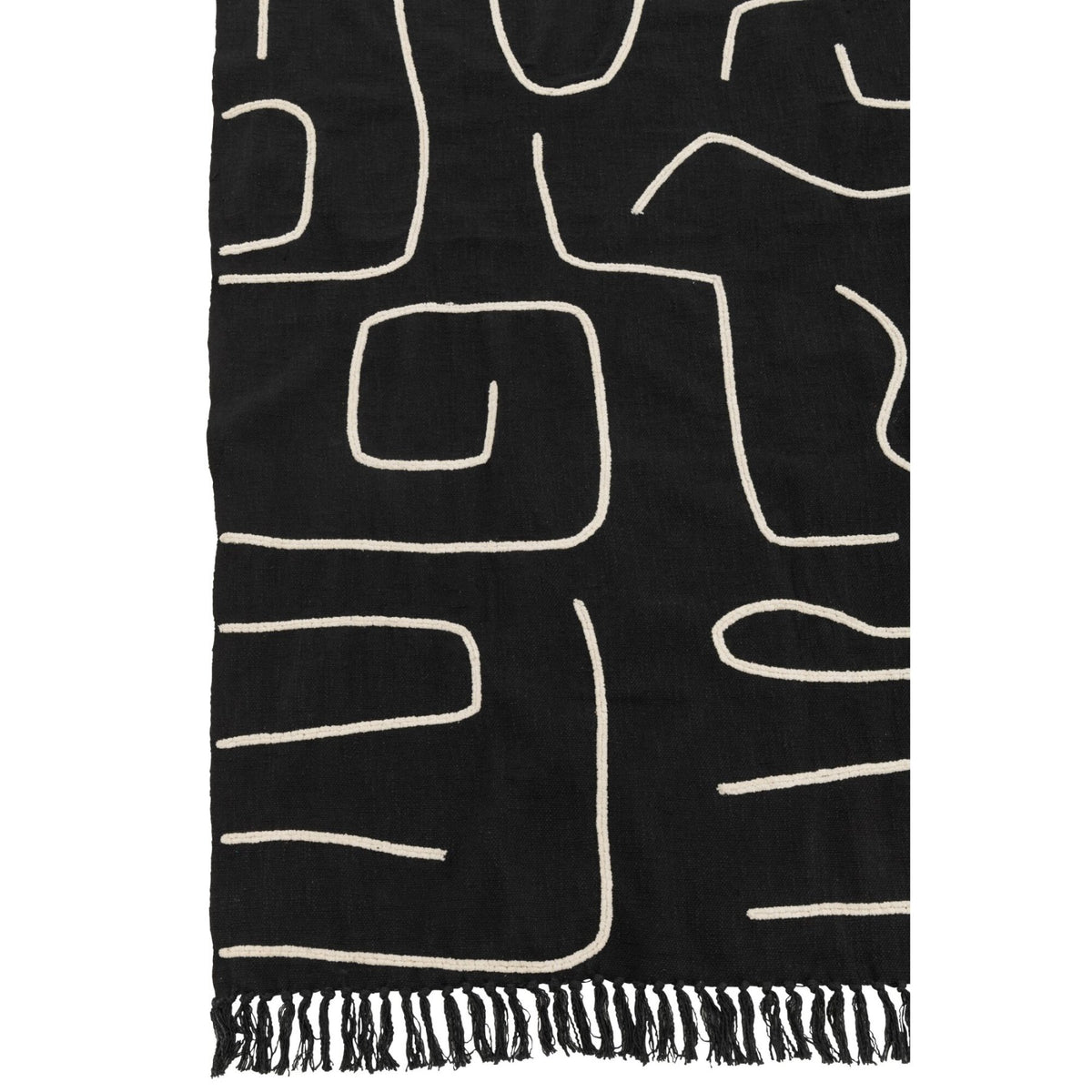 Plaid Stripes/Arcs Cotton Black/White 130x180cm