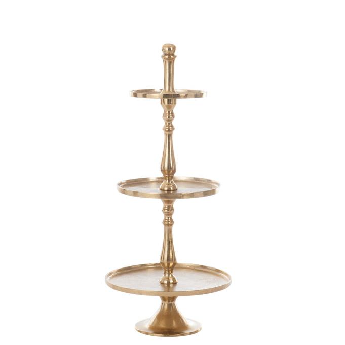 Plateau 3 Niveaus Rond Aluminium Goud - Keukenaccessoire - J-Line - livinglovely.nl