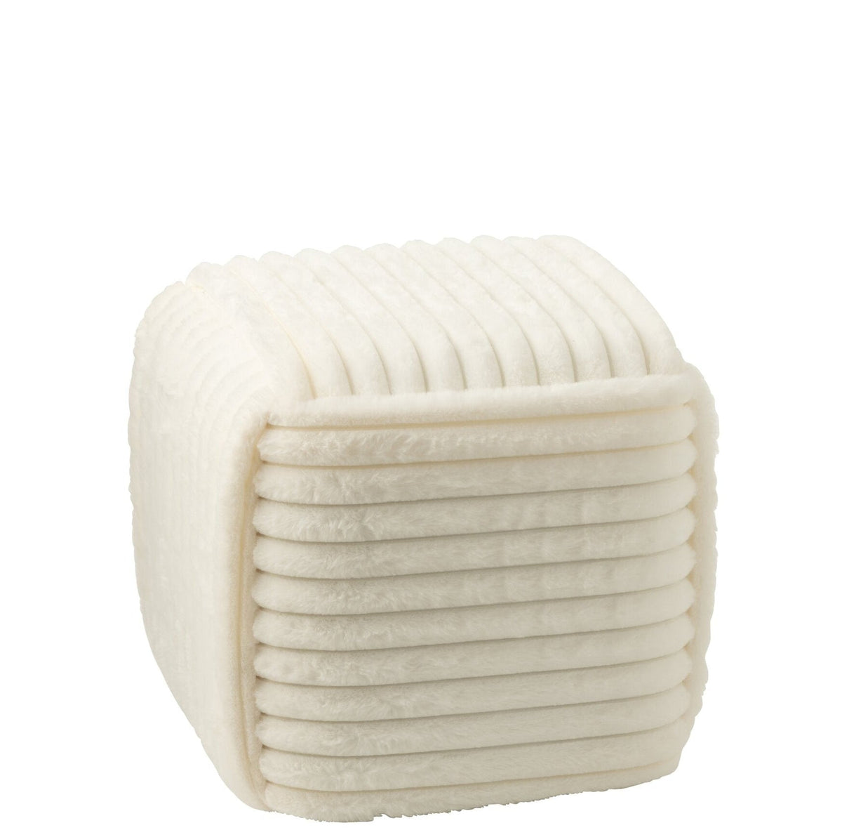 Pouf Ribbed Mdf White J-Line