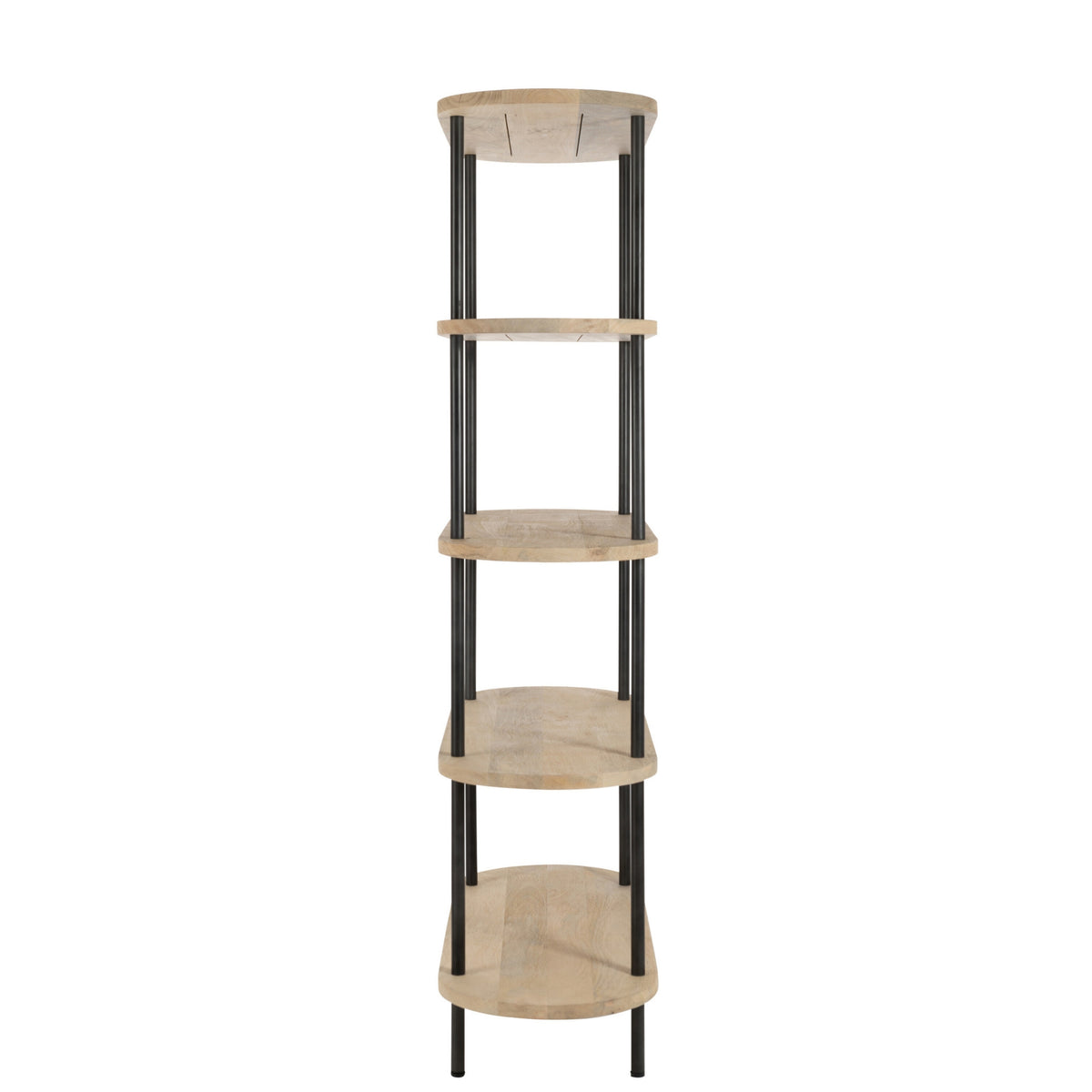 Eli 5-Shelf Mango Wood/Iron Shelf Natural/Grey J-Line