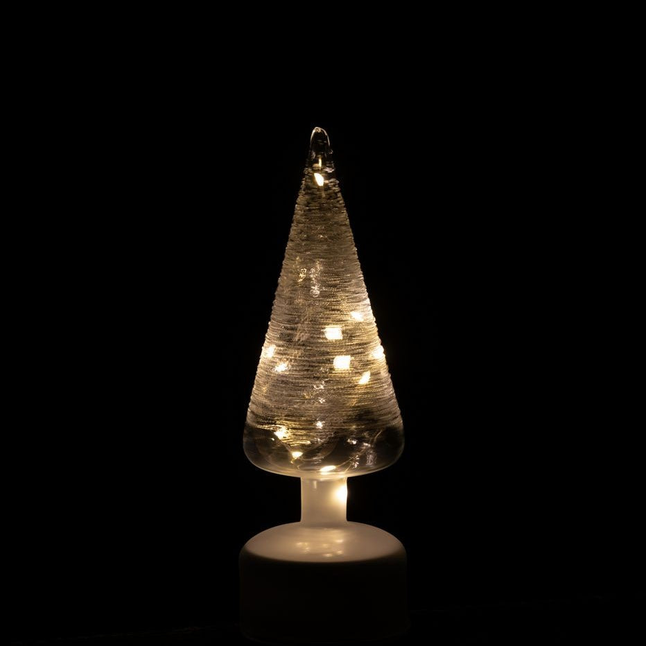 Tree Rotating LED Glass White/Transparent Set of 2 J-Line