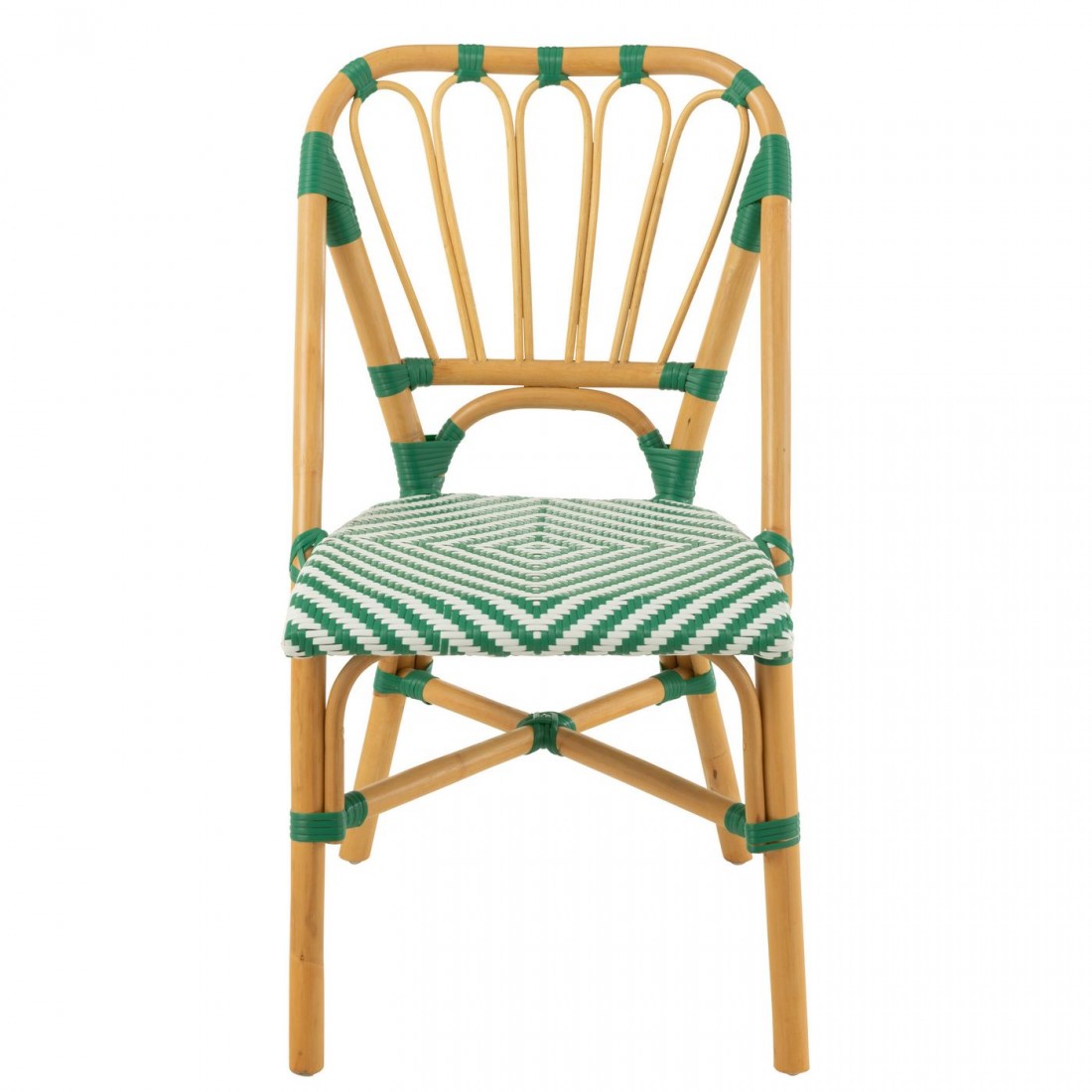 Chair Rattan Dark Green/White J-Line
