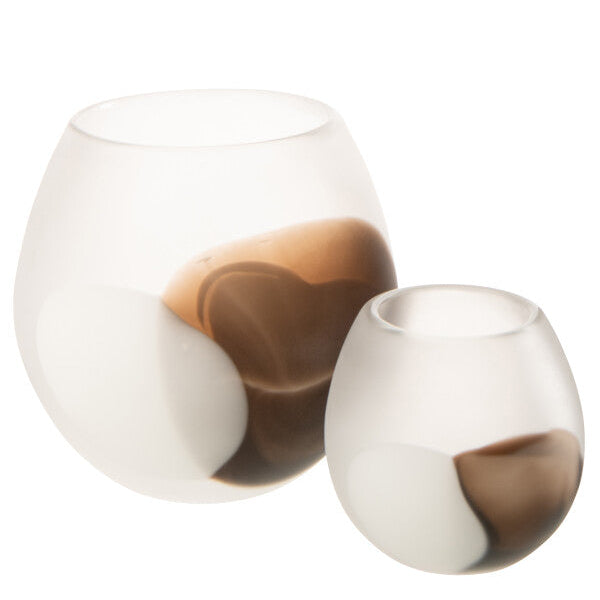 Tealight Globe Glass White/Brown Small J-Line