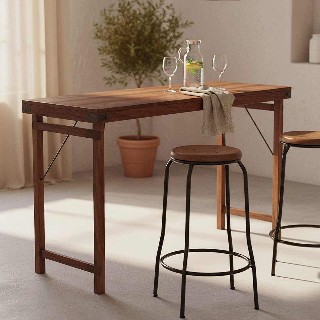 Market Folding Bar Table Brown Raw Materials