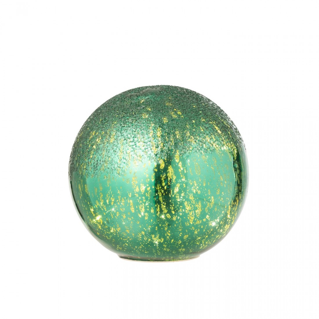 J-Line Set of 2 Green Crackle Glass LED Balls