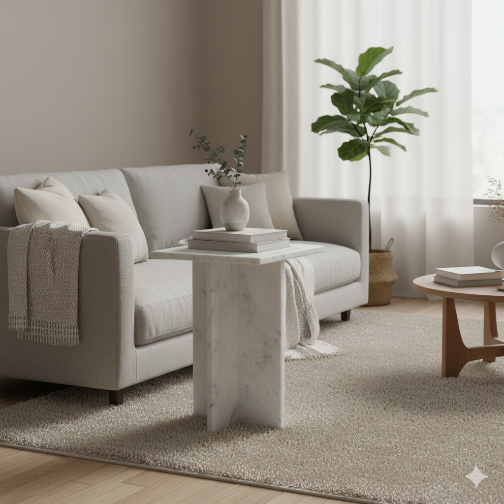 Side table Beijing Marble White Raw Materials