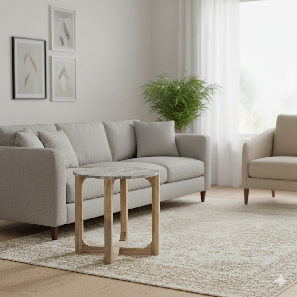 Marble side table round brown Raw Materials