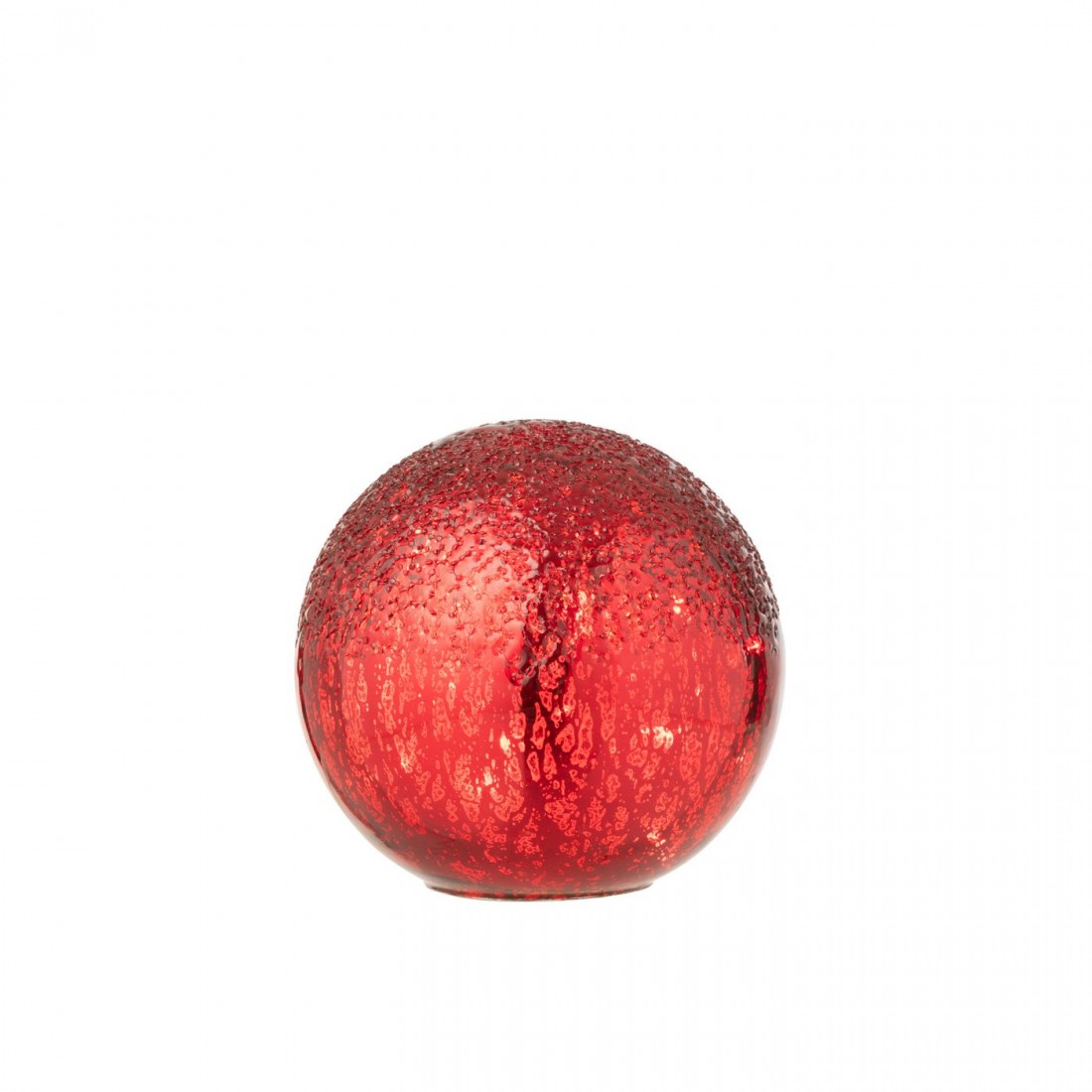 J-Line Set of 2 Crackle Glass LED Baubles, Christmas Red