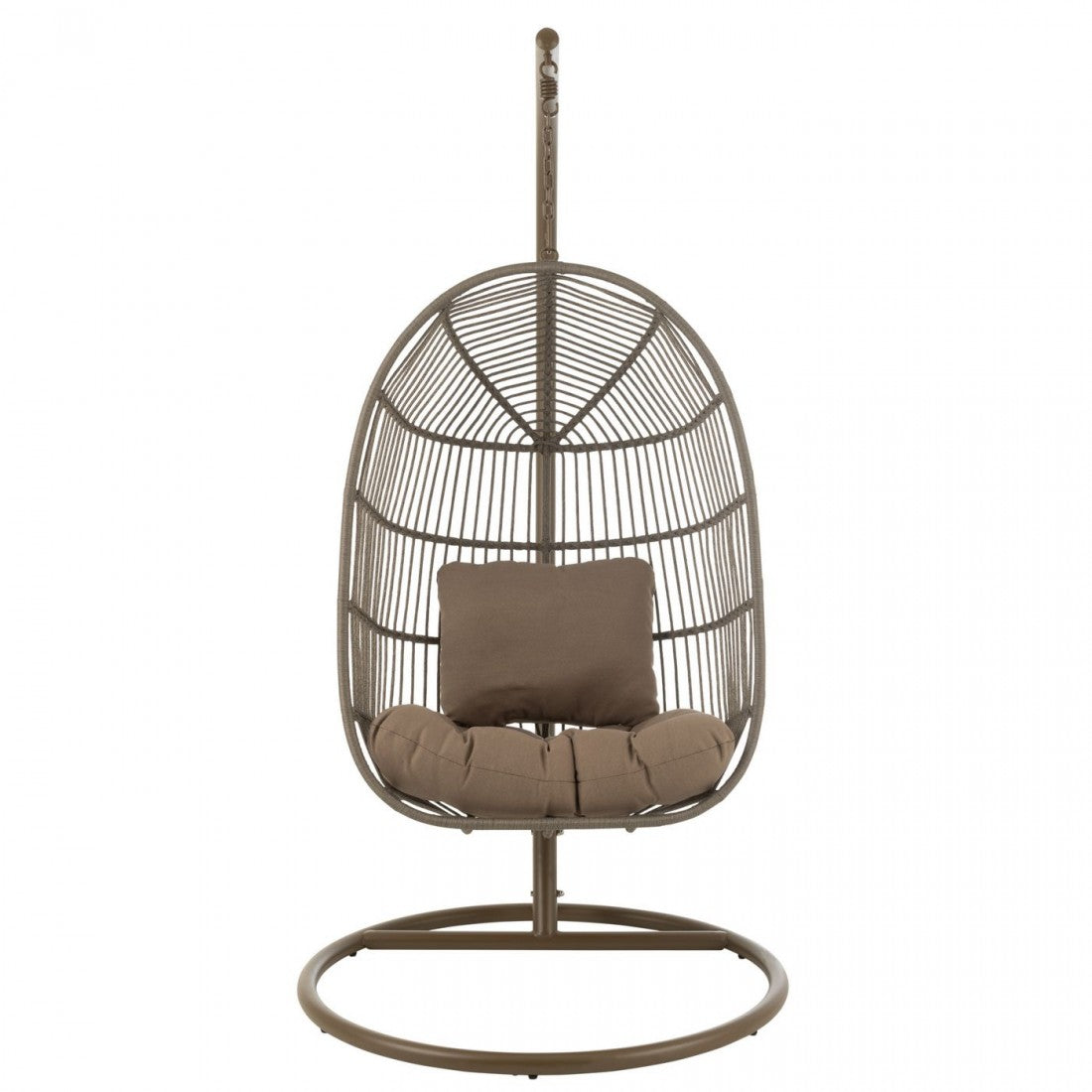 Hanging Chair + Cushion Egga Metal/Rope Brown J-Line