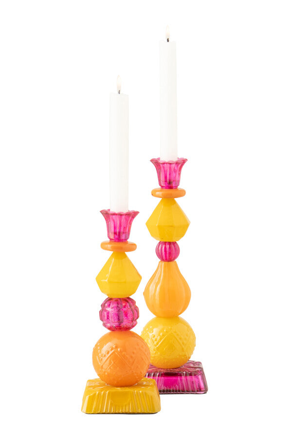 Candle Holder Glass Orange/Pink Small J-Line