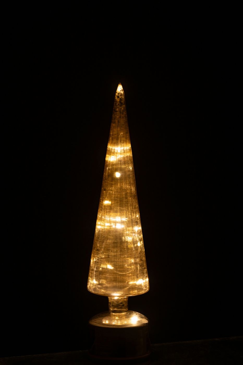 Christmas Tree Rotating LED Glass Gold-Colored Set of 2 J-Line