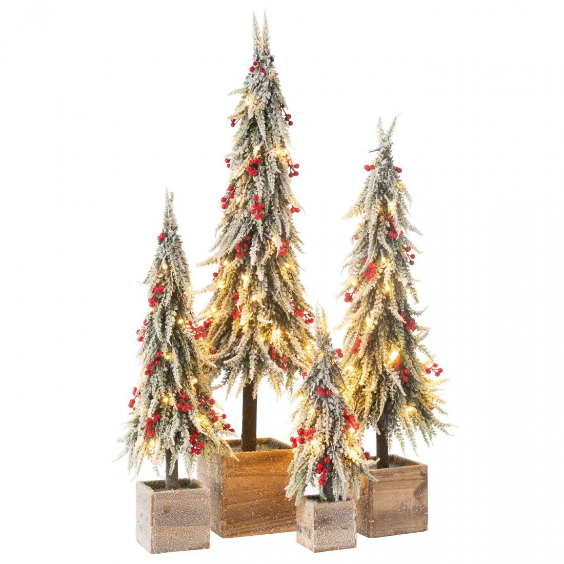 Christmas Tree + LED Plastic Snow Green/Red Medium H60cm J-Line