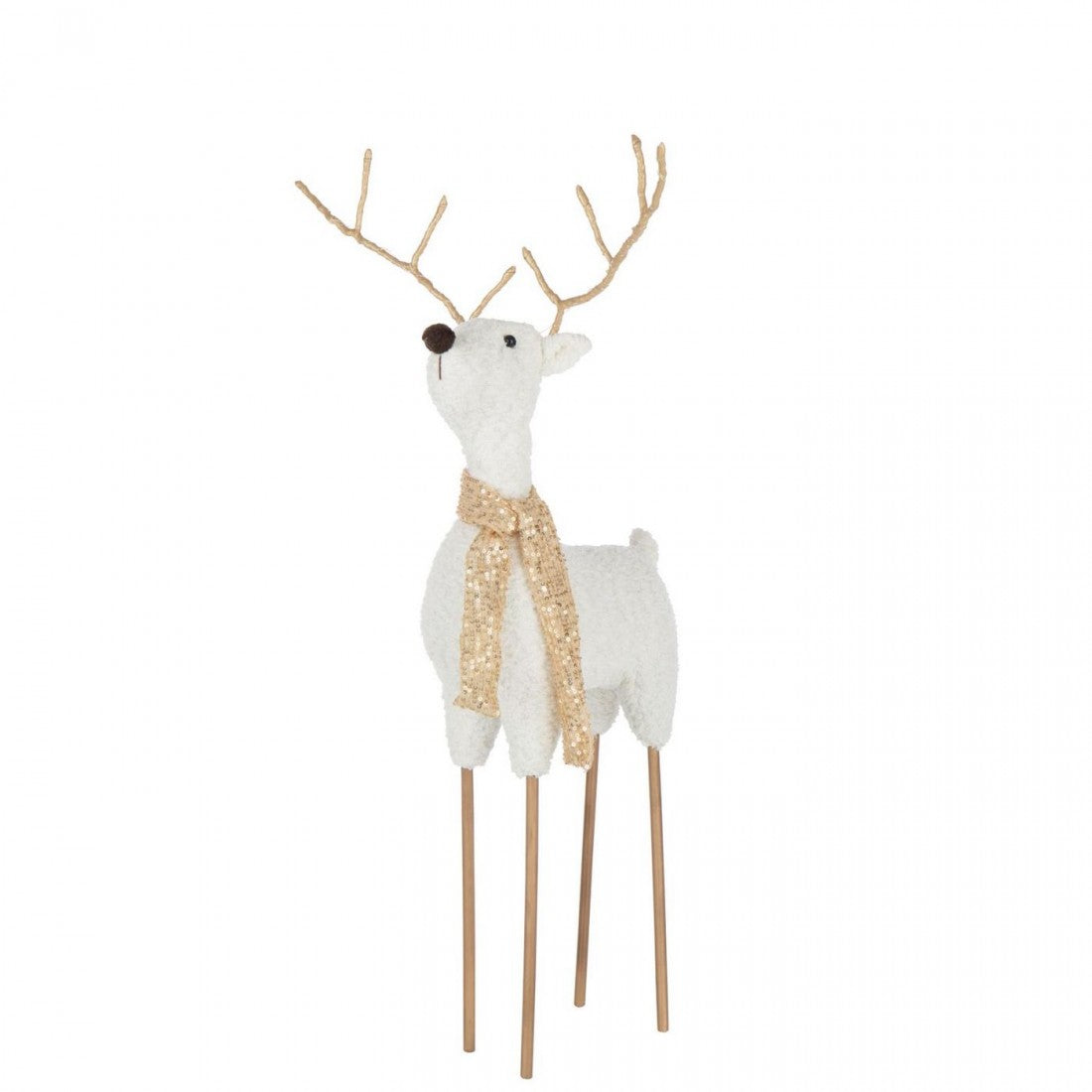 Reindeer Scarf Polyester White/Gold-Colored Set of 2 H75cm J-Line