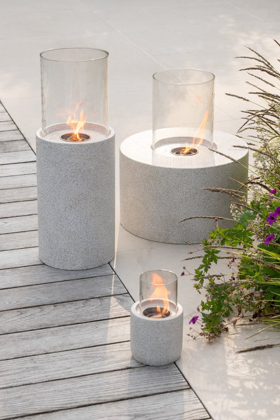 Tabletop Fire Bio-Ethanol Round Grey Ø41x52cm J-Line