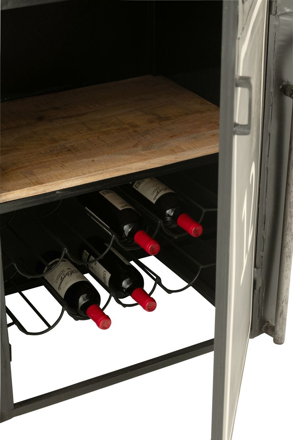 Cable Wagon Bar Stool Iron/Mango Wood Black/White J-Line