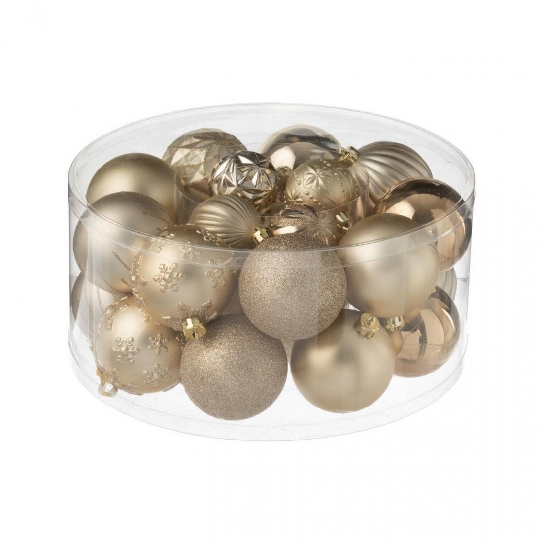 Box Of 30 Plastic Christmas Baubles Beige/Ecru J-Line
